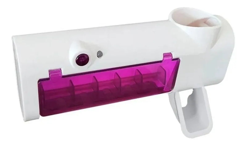 Soporte Esterilizador Cepillos Uv + Dispensador de crema recargable